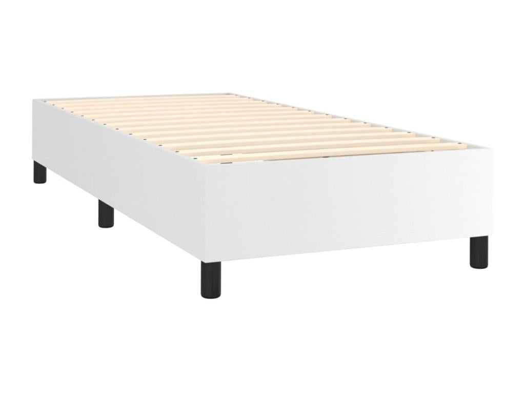 Upholstered bed base with mattress, white, 90x200 cm, faux leather, FDZG55611