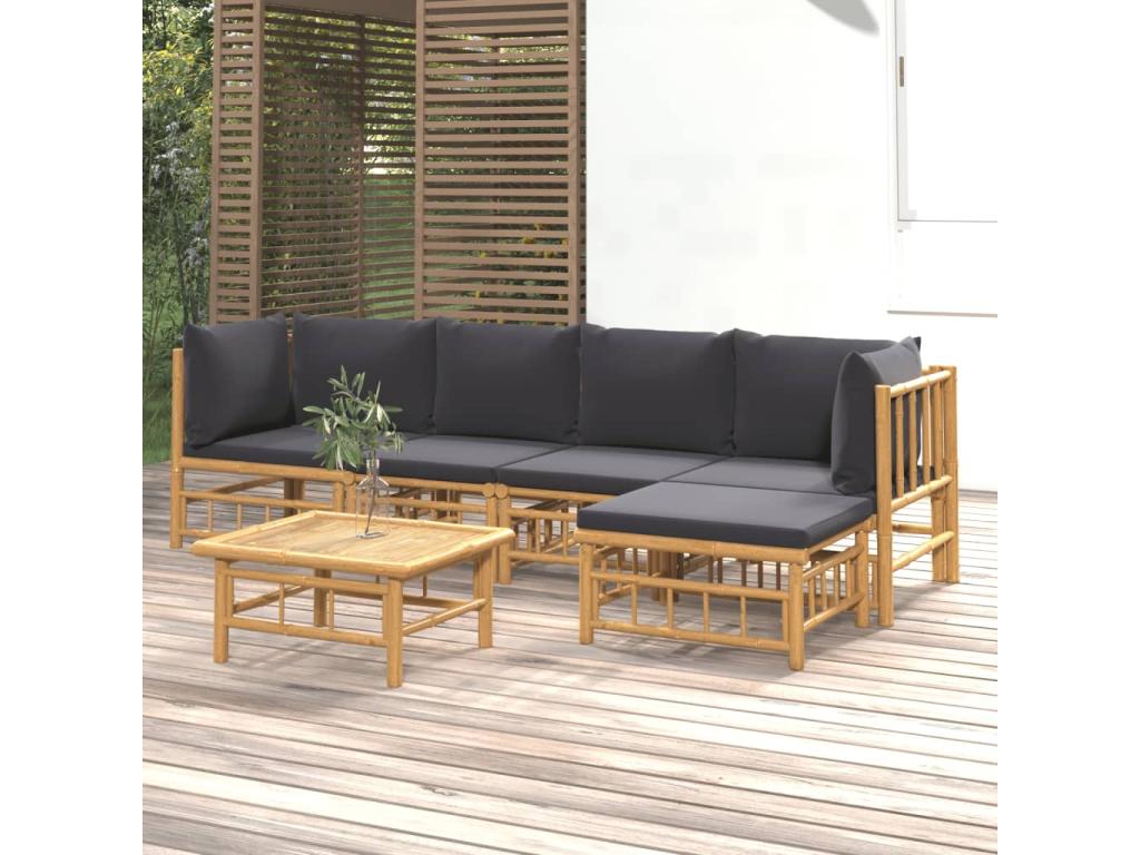 Laviecasa YDRU56862 6-piece garden furniture set with dark grey cushions