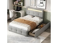 LED bed with headboard, storage and drawers - 90x200 cm - Grey - Laviecasa IQJJ11769