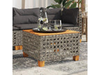 Grey garden table 55x55x36 cm woven resin and wood Meubiana