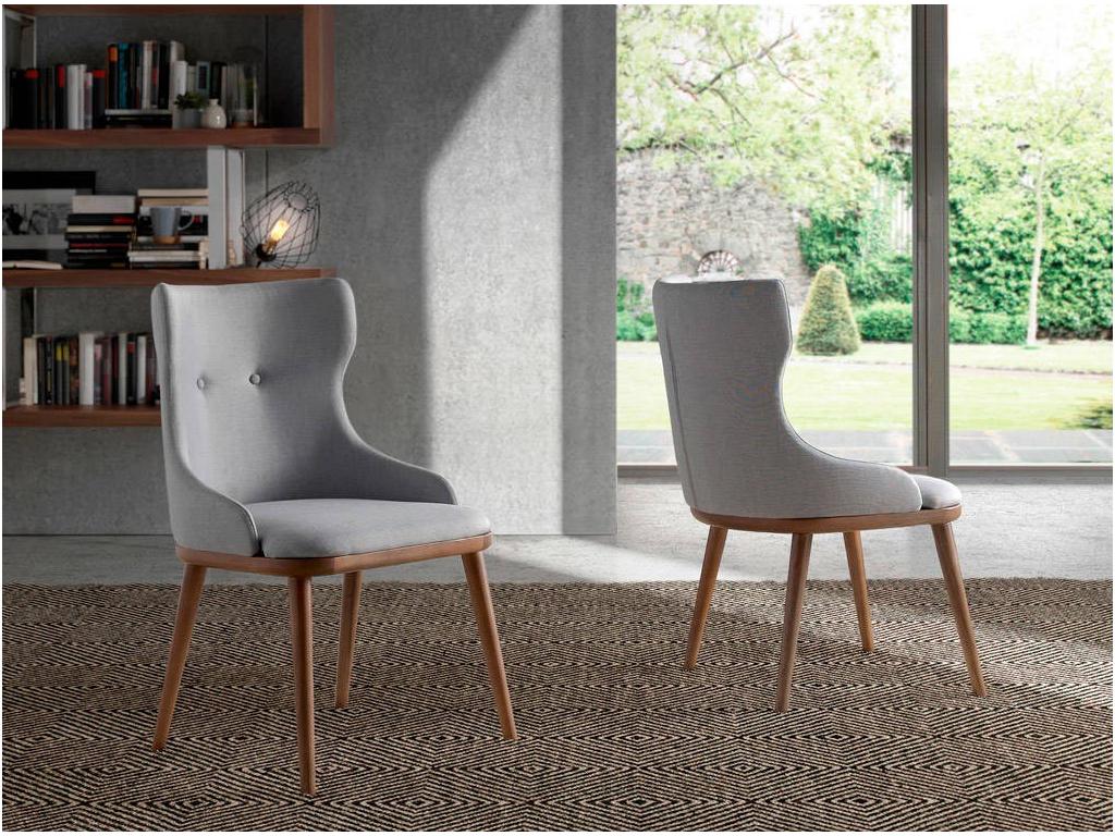 Upholstered chair with fabric armrests and solid ash and walnut legs, Laviecasa - Colour Laviecasa 07 KCAA99674