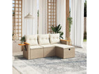 Garden furniture set with cushions, 4 pieces, beige woven resin