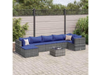 8-piece garden furniture set with cushions, Grey Wicker Resin SFMI30955