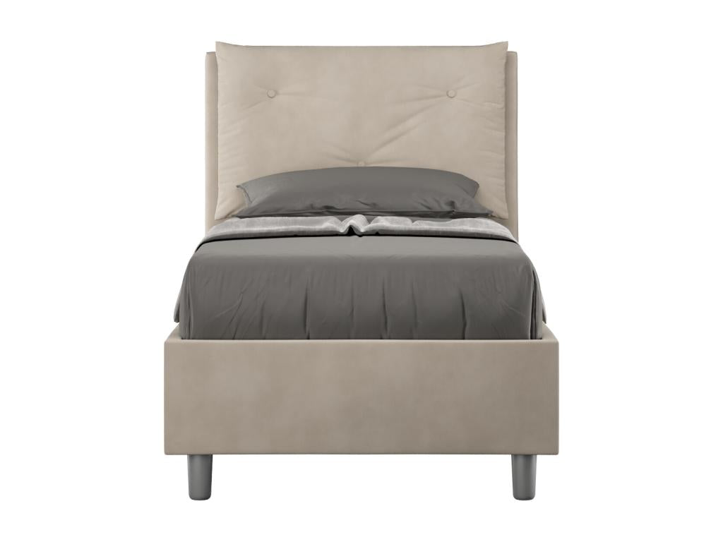 Bed with upholstered slatted base 80x210 in sand microfiber Laviecasa OLTI87547