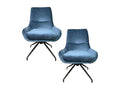 Meubiana Retro Swivel Chair in Blue Velvet, Set of 2