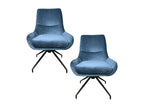 Meubiana Retro Swivel Chair in Blue Velvet, Set of 2