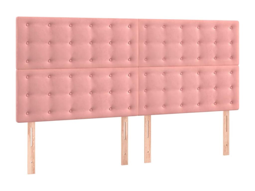 4-piece Pink Headboard Set 90x5x78/88 cm Velvet JCLW05134