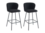 Set of 2 bar stools in bouclé fabric and metal - Black - Meubiana