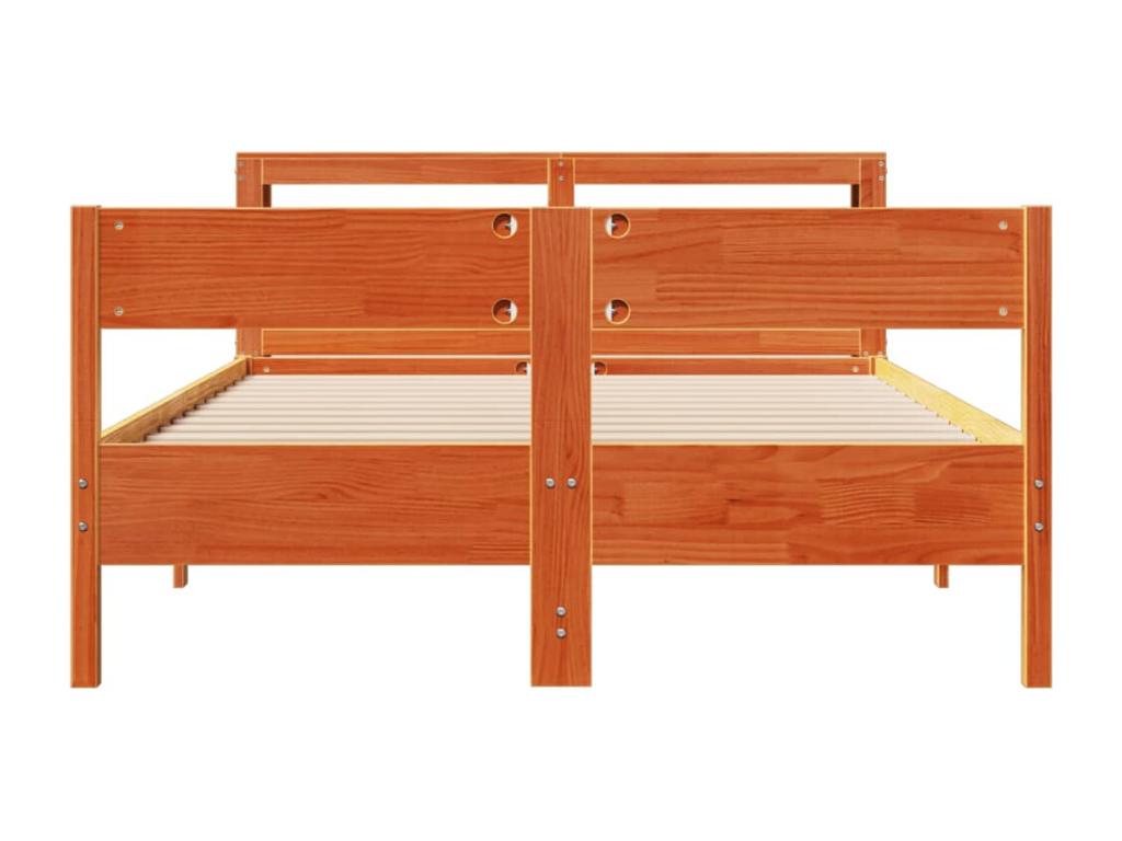 Bed frame without mattress, brown wax finish, 160x200cm, solid pine wood
