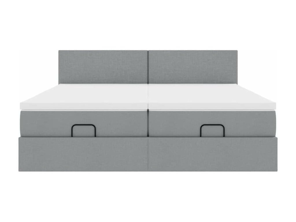 Ottoman bed frame and light grey mattress 180x200cm fabric ULJC21760