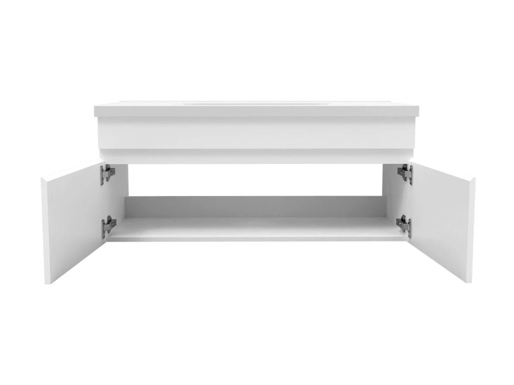 Bathroom vanity unit 100cm single sink column mirror with light White MAJK54552