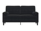 2-seater sofa with decorative cushions, black, 140 cm, velvet, VSRB62797