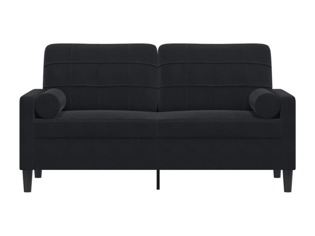 2-seater sofa with decorative cushions, black, 140 cm, velvet, VSRB62797