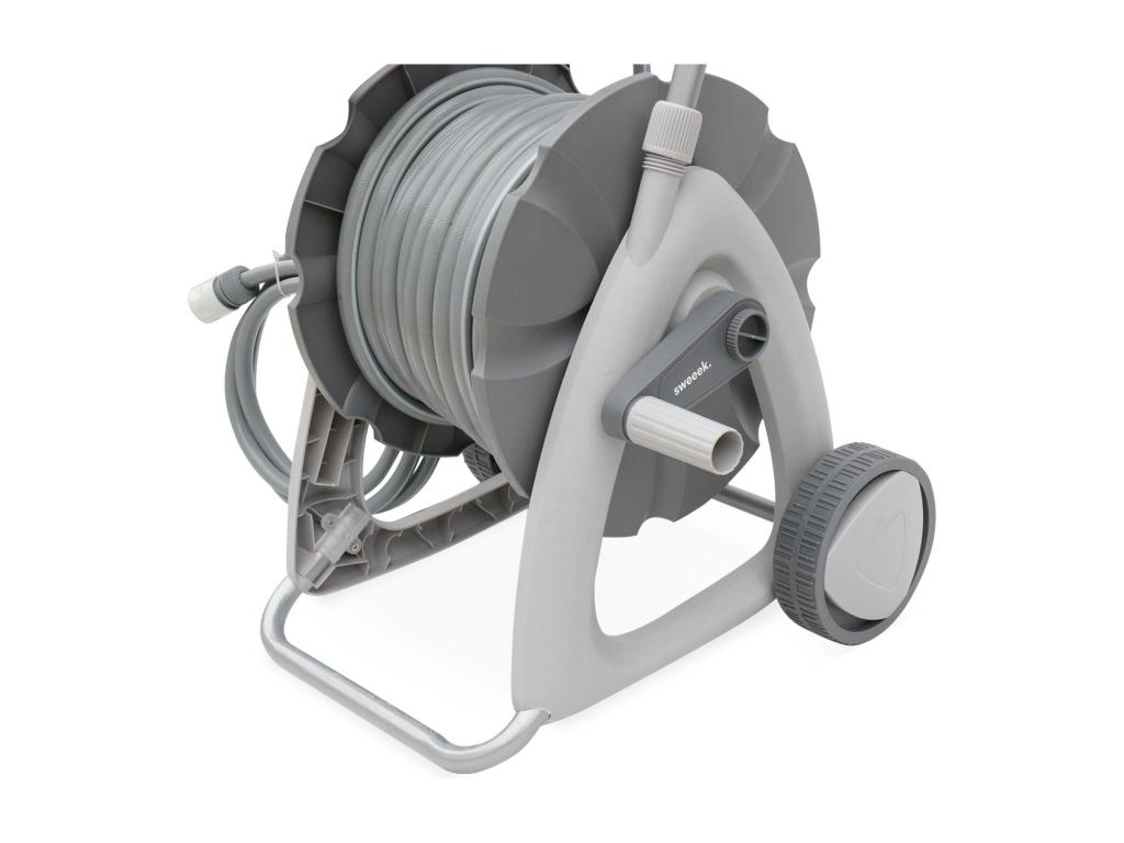 30m hose reel on wheels - hose reel with garden hose - fitting and spray gun included LTDJ36728