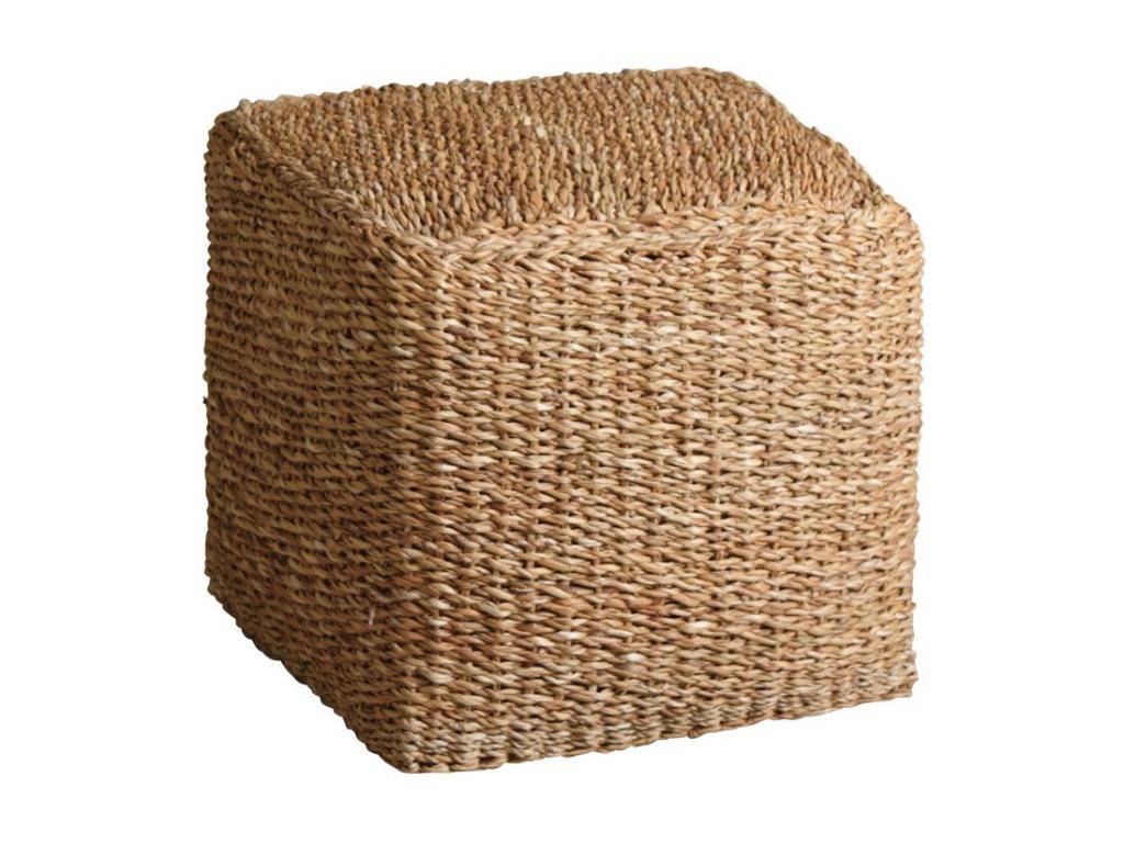 Square pouf in natural seagrass FGGE37294