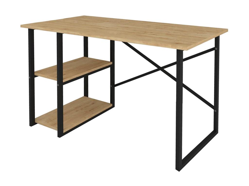 Office desk with 2 shelves, oak finish, Meubiana black