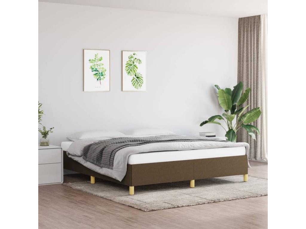 Dark brown bed frame without mattress, 160x200 cm, fabric