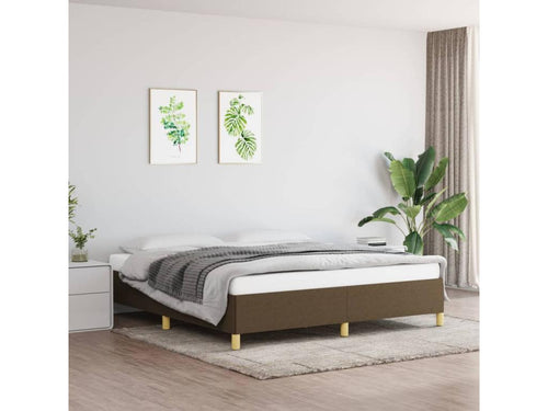 Dark brown bed frame without mattress, 160x200 cm, fabric