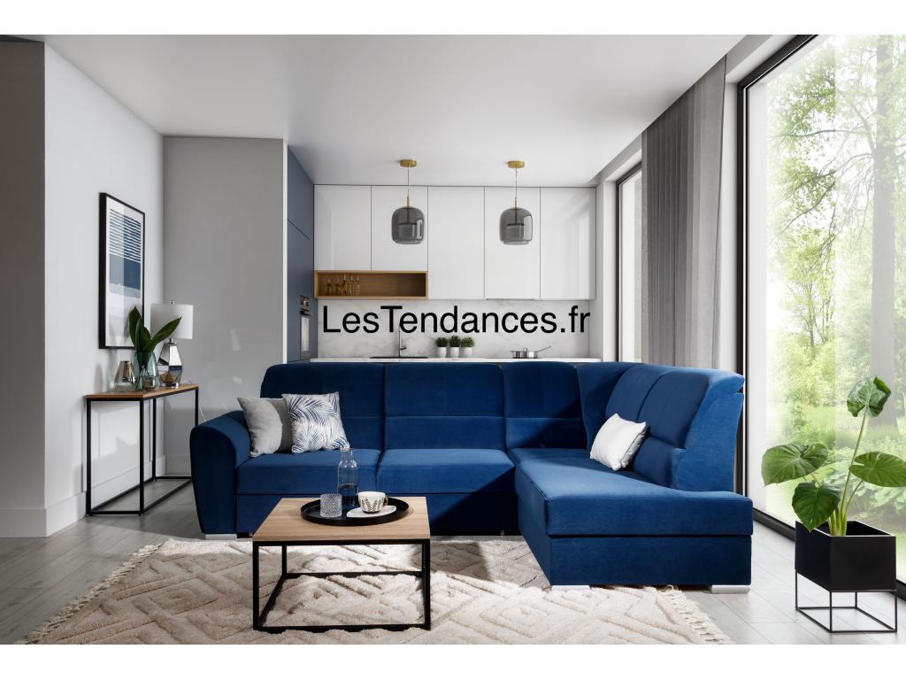 Meubiana 270cm Right-Hand Corner Convertible Sofa in Light Grey Velvet with Chrome Steel Legs