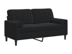 2-seater sofa with decorative cushions, black, 140 cm, velvet, VSRB62797