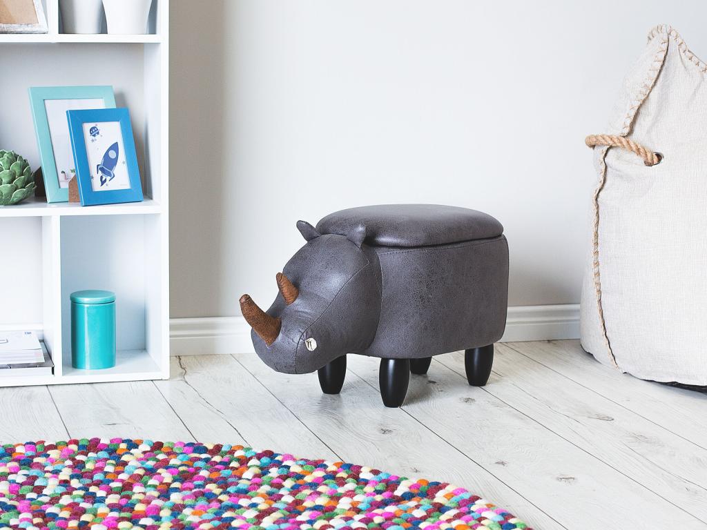Laviecasa Dark Grey PU Leather Storage Stool QSAV07963
