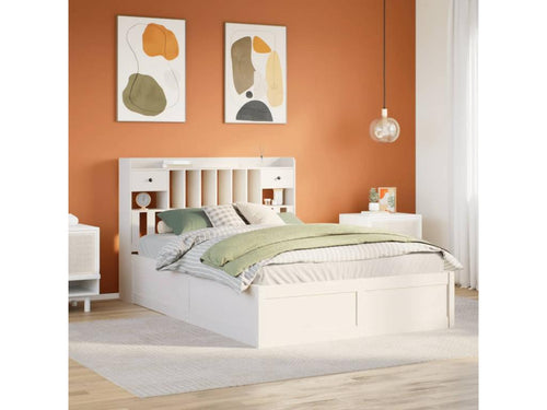 Bed frame without mattress, white, 150x200 cm, solid pine wood, JRGI84482