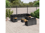 10-piece garden furniture set with cushions, black woven resin KRTP06704