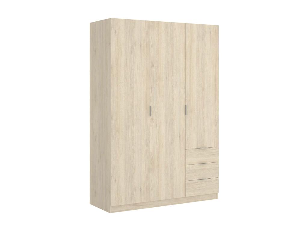 Laviecasa Wardrobe with Clothes Hanger for Bedroom, Wardrobe with 3 Hinged Doors and 3 Drawers, 121x52x184 cm, Oak, BWYH94947