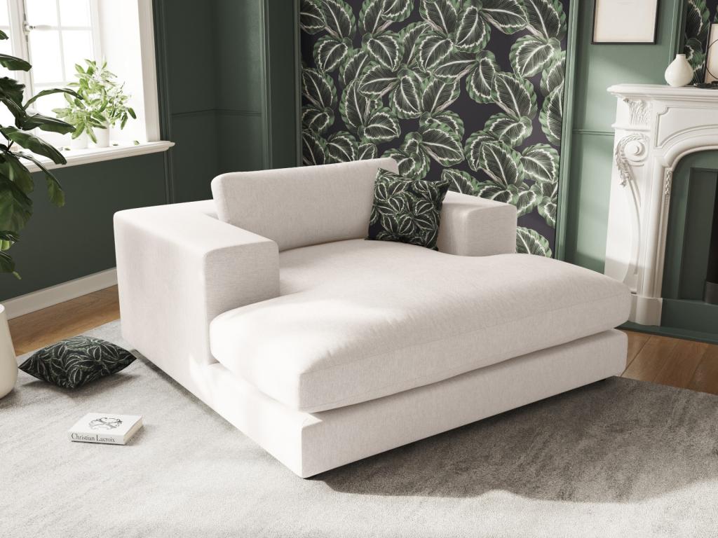 Meubiana - Trendy chaise longue in white structured fabric - 156x140x72cm