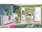 Meubiana 101 Chest of Drawers, White and Pink, with Drawers and Doors, 3 Drawers, 83x130cm