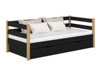 Wooden daybed - with drawer N01 Black / Natural Oak 80x200