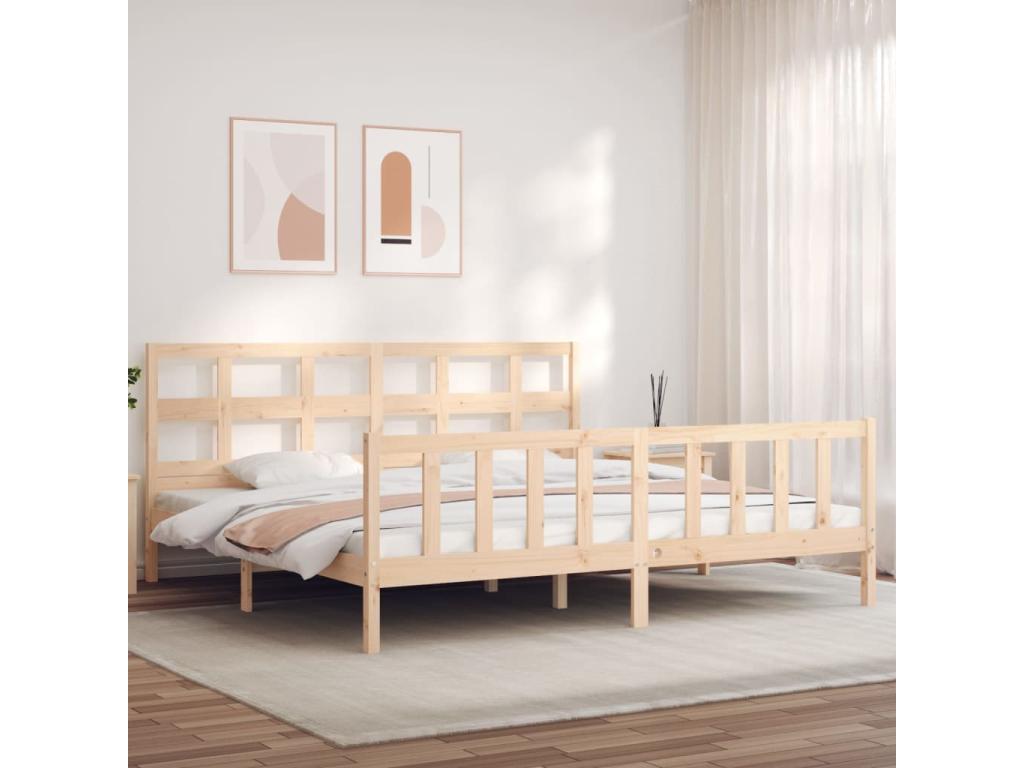 Bed frame with headboard, super Meubiana solid wood