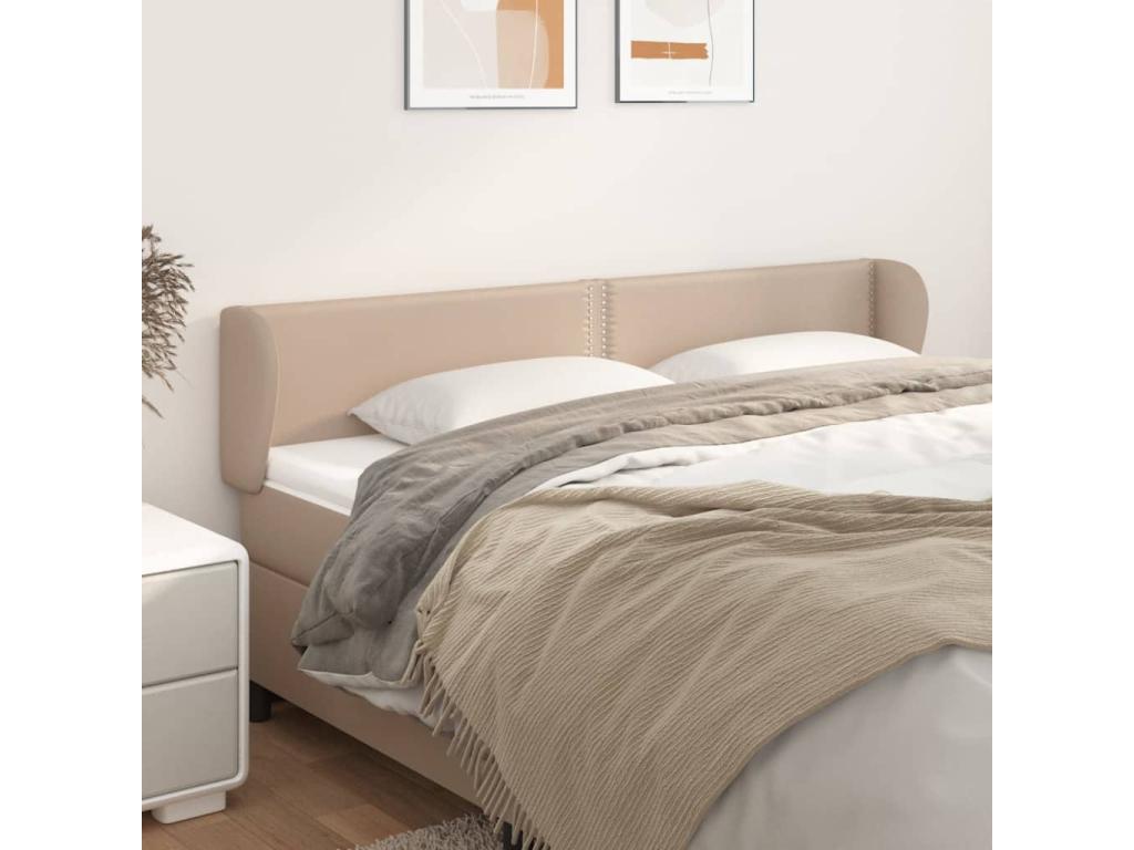 Headboard with wings, Cappuccino color, 183x23x78/88 cm, faux leather