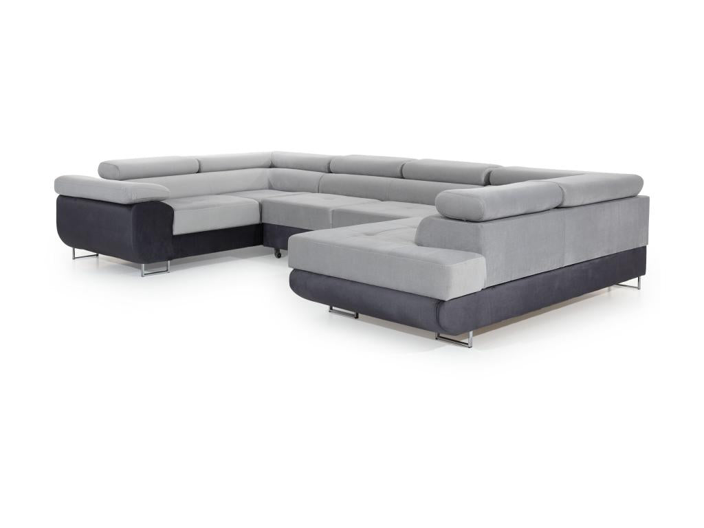 Laviecasa 340cm JIRP78619 Right-Hand U-Shaped Convertible Sofa in Dark Grey Fabric with Storage Compartment