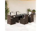 7-piece brown rattan garden dining set and cushions