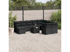 11-piece garden furniture set with cushions, black woven resin DDSA50940