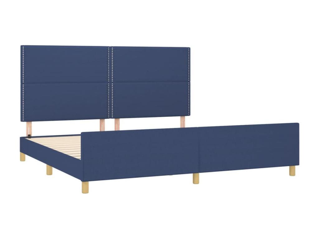 Blue bed frame without mattress, 200x200 cm, fabric