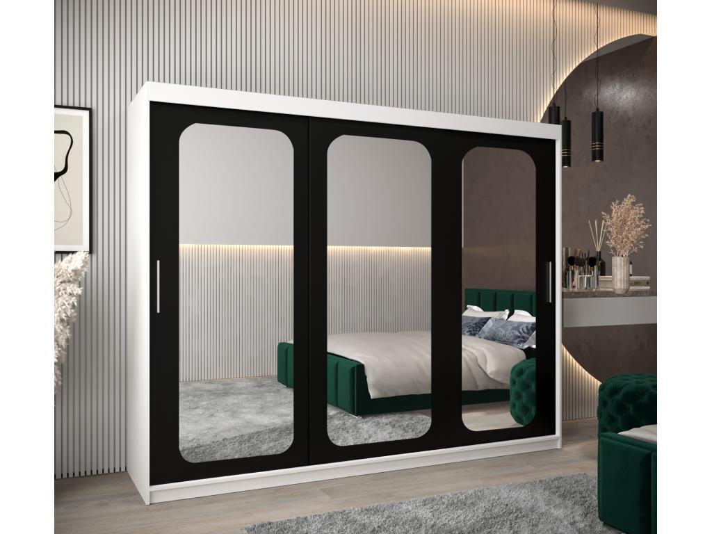 Laviecasa T3 Sliding Door Wardrobe 200/250/62 3 Doors White/Black PGQJ15252