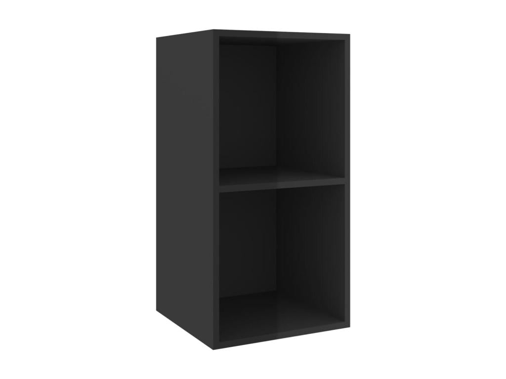 Wall-mounted TV units, 2 pcs, glossy black, engineered wood, IFOV93045