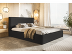 Meubiana 140x200 Storage Bed - Adult Bed with Slatted Base - Bed with Black Bouclé Fabric Anthology 19