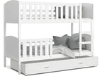 Meubiana Bunk Bed 80x160 White - white. Comes with slatted bed bases, drawers, and 7cm foam mattresses.