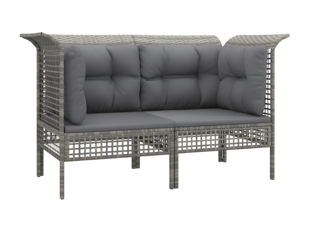 Garden corner sofas and cushions, 2 pieces, grey woven resin