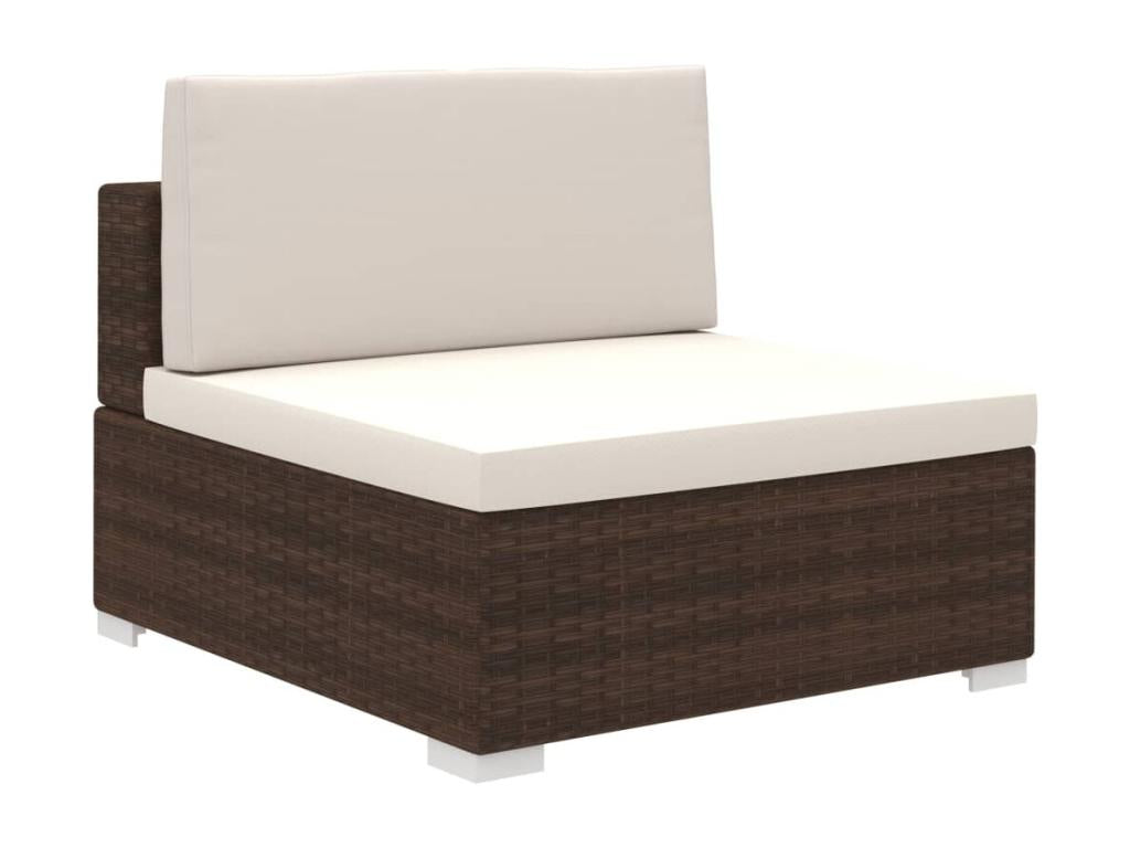 8-piece garden furniture set with cushions, brown woven resin PVHB40731