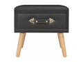 Black bedside table, 40x35x40 cm, faux leather
