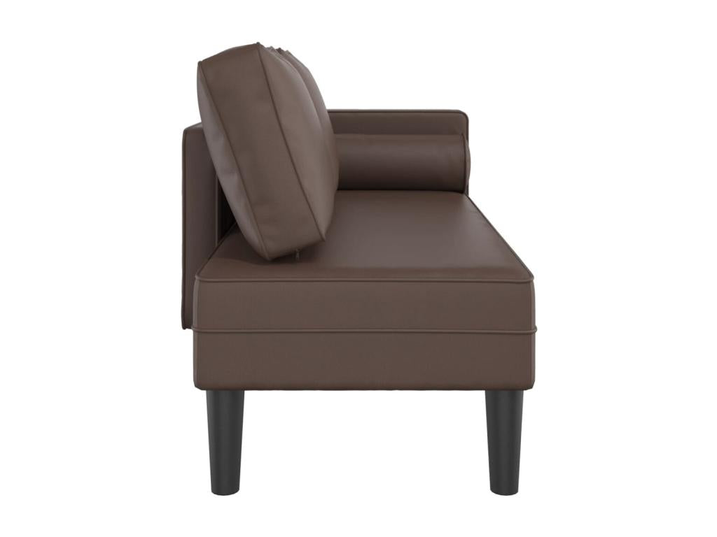 Meubiana Premium - Chaise longue with brown faux leather cushions