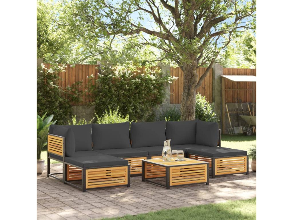 Laviecasa 7-piece solid wood garden furniture set with cushions QWSZ48618