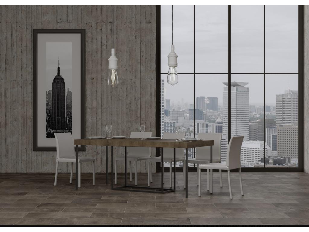 Laviecasa extendable console table in wood and steel - Brown - 5 thick extensions WWXL38073