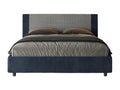 Upholstered bed without slatted base, 160x190 cm, Labirinto 09 fabric, Rosal blue