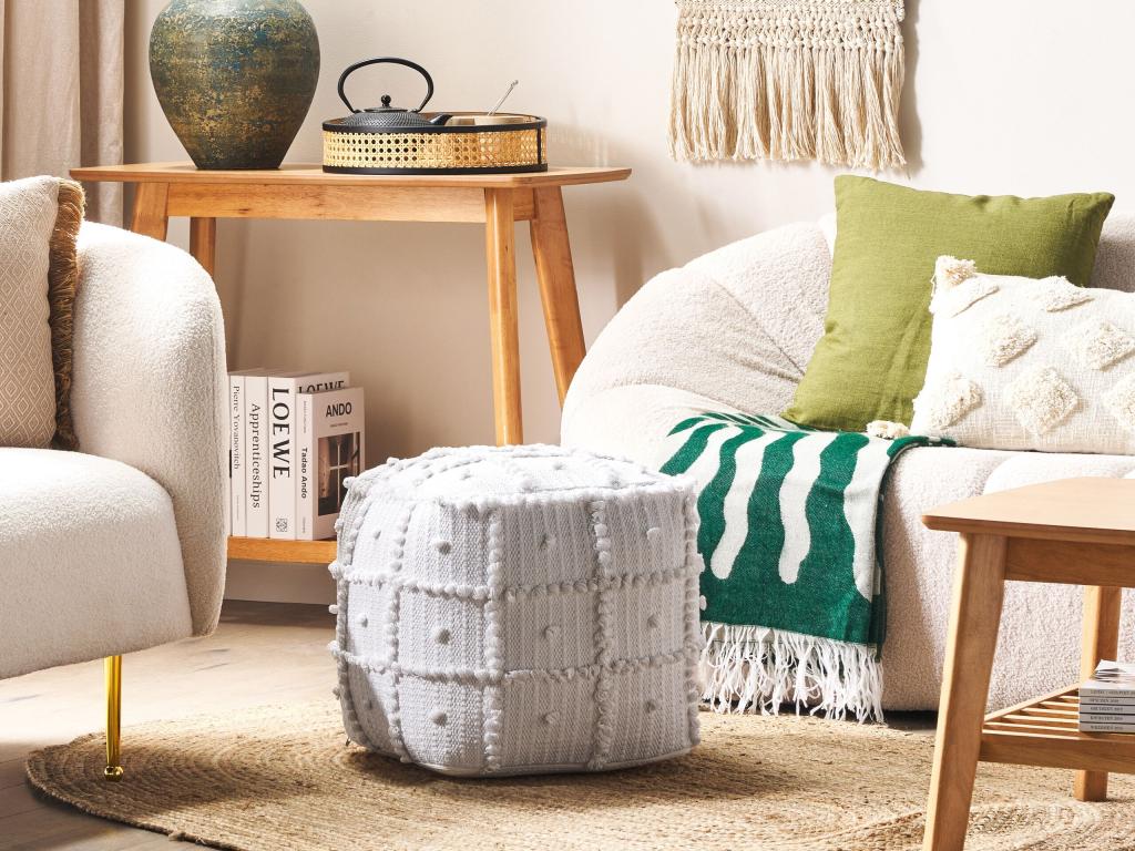 Laviecasa Cotton Pouf 40 cm x 40 cm White RASJ90803
