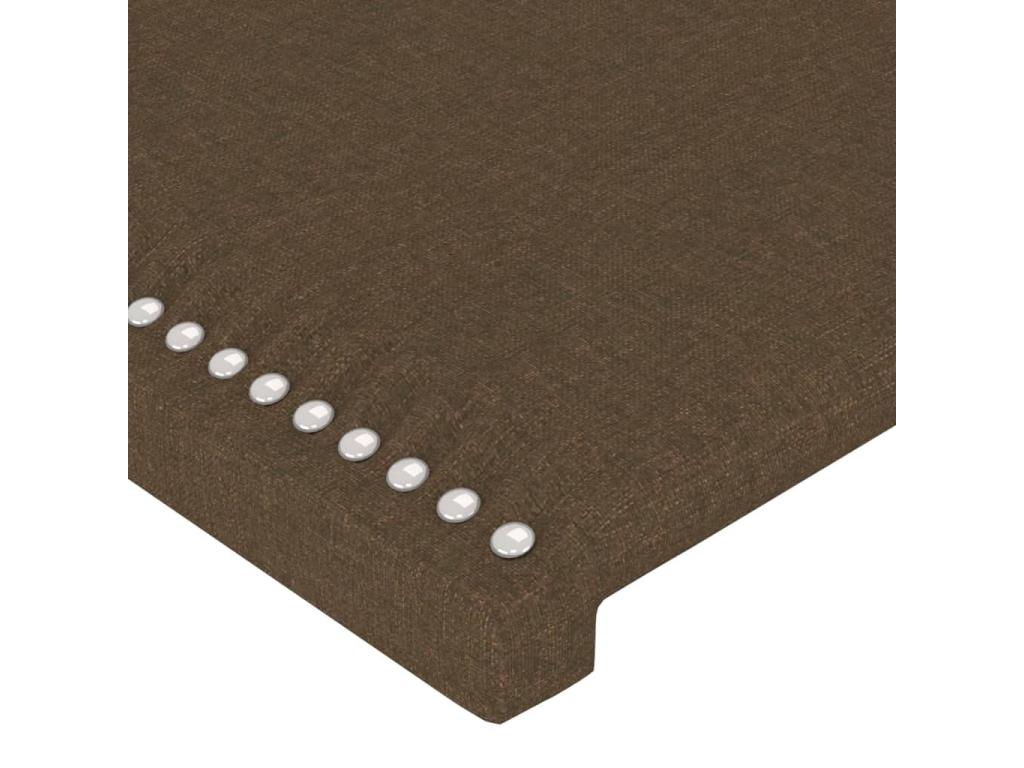 LED Headboard, Dark Brown, 203x16x118/128 cm, Fabric